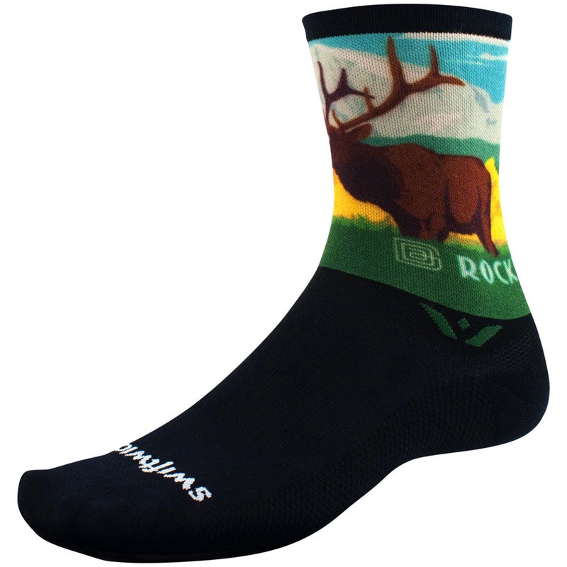 Swiftwick Vision Impression National Park Crew Socks - 6" Rocky Mountains X-Large