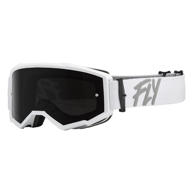 Fly Racing Zone Goggles-White W/Dark Smoke/Smoke Lens Adult