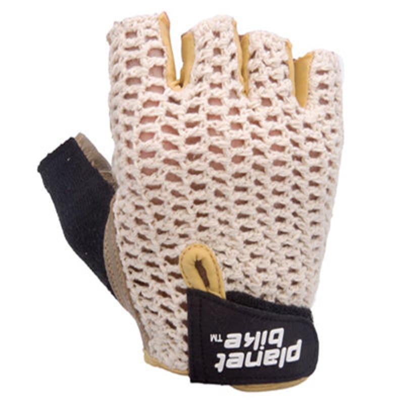 P-Bike Glove,Taurus Medium Tan/Blk,Crochet Leather Glove Taurus Planet Bike Apparel M Tan/Black