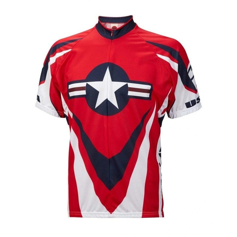 Men's USA Ride Free Road Bike Jersey Red Small