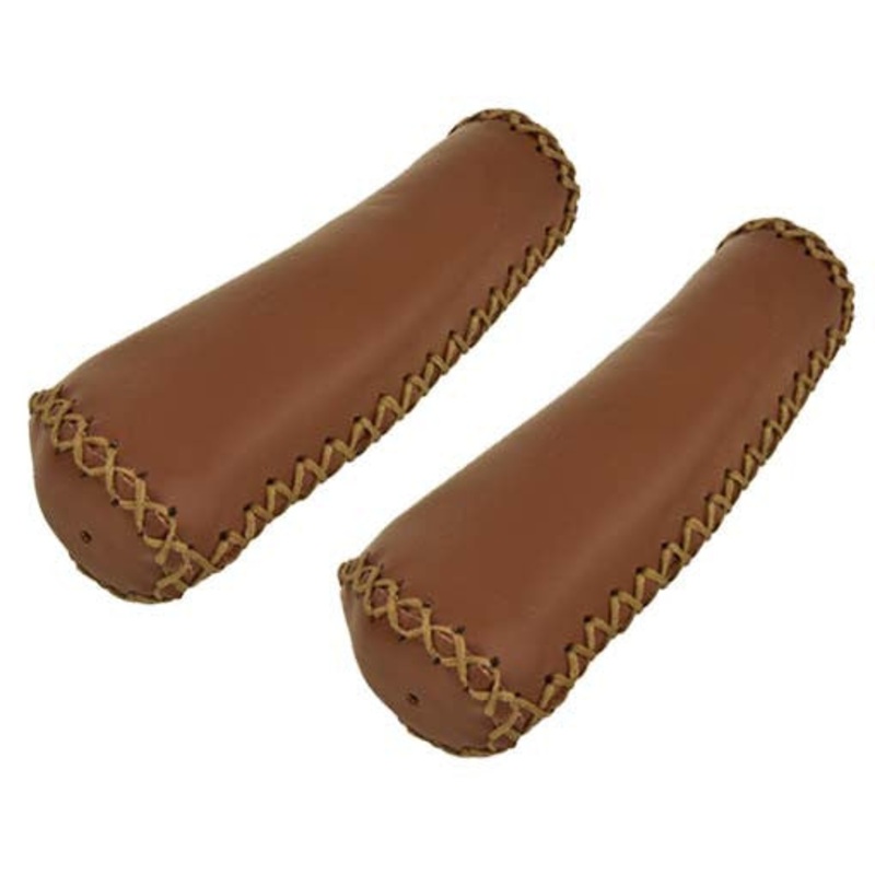 Ergo Stitched Vegan Leather Grips - 130mm - Brown
