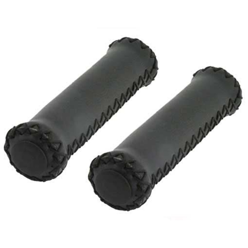Stitched Vegan Leather Grips - 130mm - Black