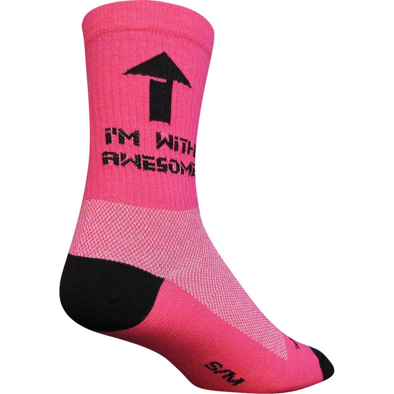 SockGuy Crew I'm With Awesome Socks - 6" Pink Large/X-Large