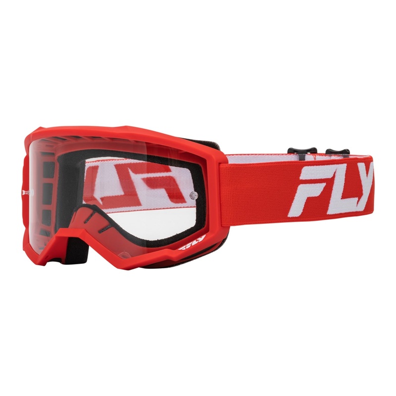 Fly Racing Focus Goggle-Red/White with Clear Lens Adult
