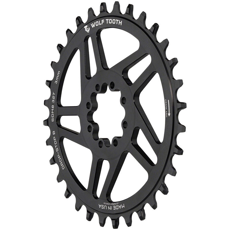 Wolf Tooth Direct Mount Chainring - 32t, SRAM Direct Mount, Drop-Stop B, For SRAM 8-Bolt Cranksets, 3mm Offset, Black