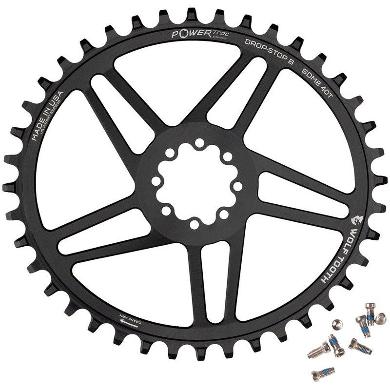 Wolf Tooth Elliptical Direct Mount Chainring - 44t, SRAM Direct Mount, Drop-Stop B, For SRAM 8-Bolt Cranksets, 6mm Offset, Black
