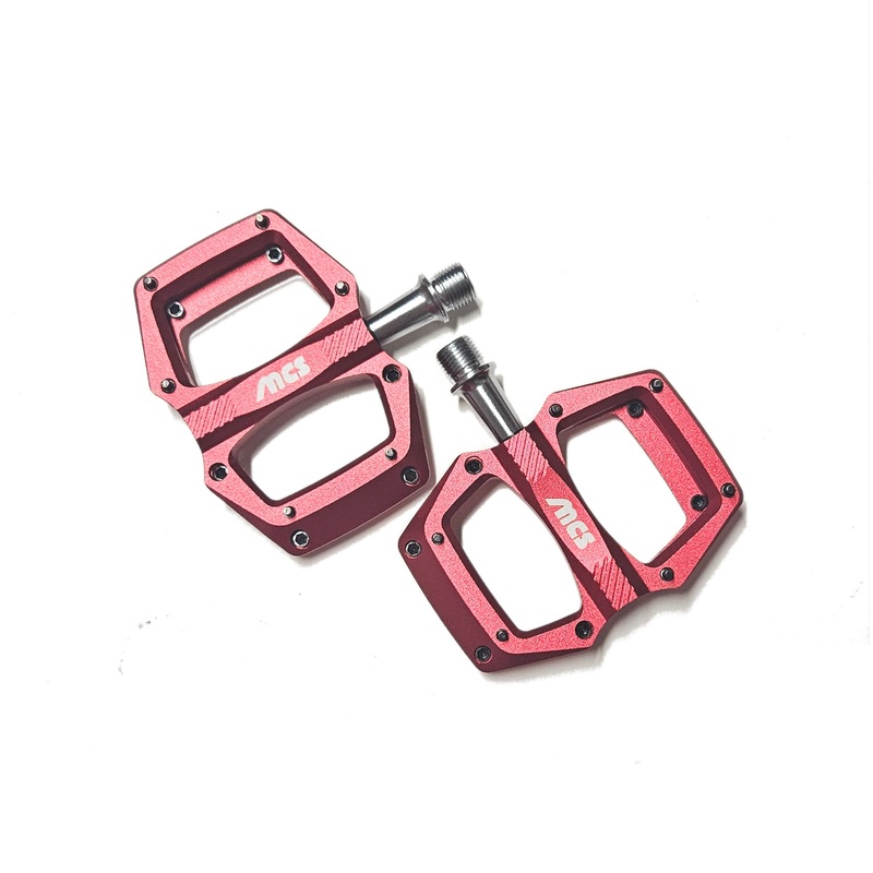 MCS UltraLite Mini Aluminum Sealed Platform BMX Pedals - 9/16" - Red