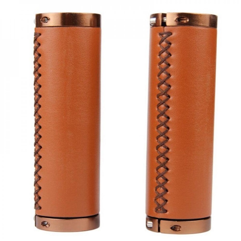 Retro Brown Style Lock On Handlebar Bike Grips -Live4Bikes Blk / Gold