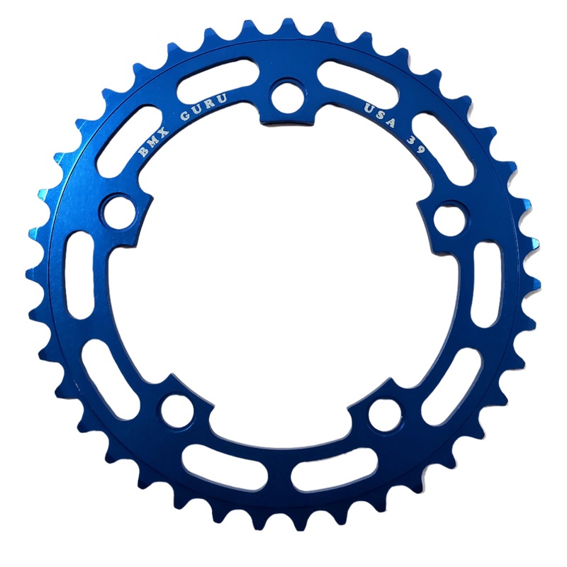 BMXGuru 39t BMX Chainring - Blue - 110mm 5-bolt - USA Made