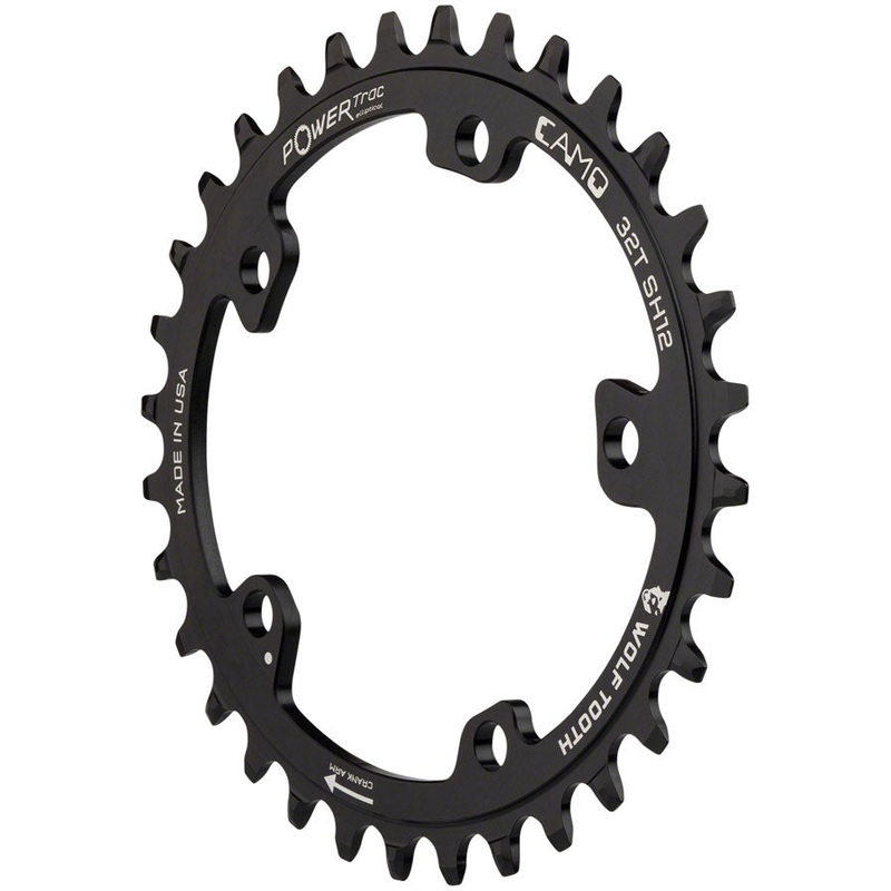 Wolf Tooth CAMO Aluminum Elliptical Chainring - 32t Wolf Tooth CAMO Mount Drop-Stop ST Requires 12-Speed HG+ Chain BLK