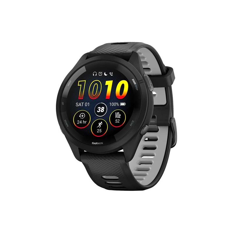 Garmin Forerunner 265 GPS Smartwatch - 46mm BLK Bezel Case BLK/Powder Gray Silicone Band