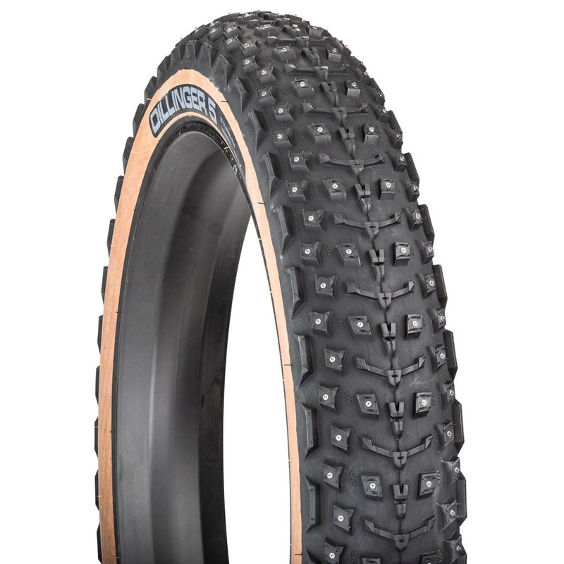 45NRTH Dillinger 5 Tire - 27.5 x 4.5, Tubeless, Folding, Tan, 60tpi, 252 Concave Carbide Aluminum Studs