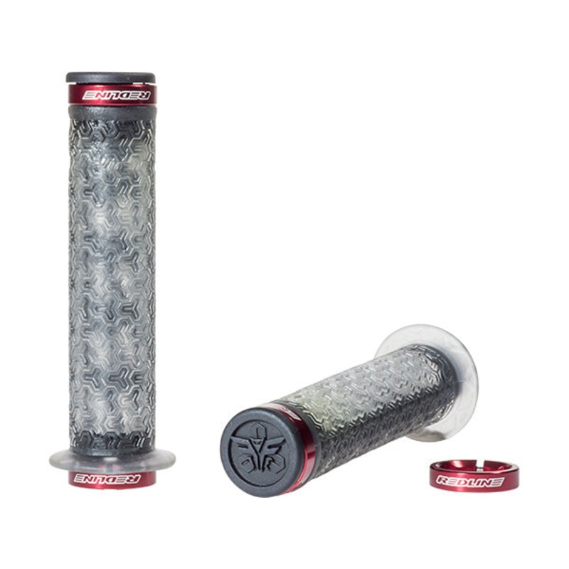 Redline Flight Pro Lock On Grips-130mm Clear/Red