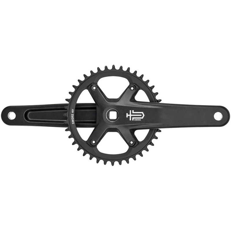 microSHIFT Sword Black 1x Crankset - 165mm, 9/10-Speed, 40t, 110 Asym BCD, JIS Square Taper Spindle Interface, Black