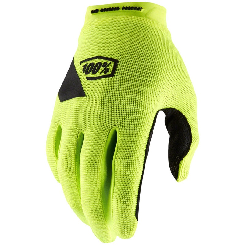 100% Ridecamp Gloves - Flourescent Yellow/Black, Full Finger, Women's, Small