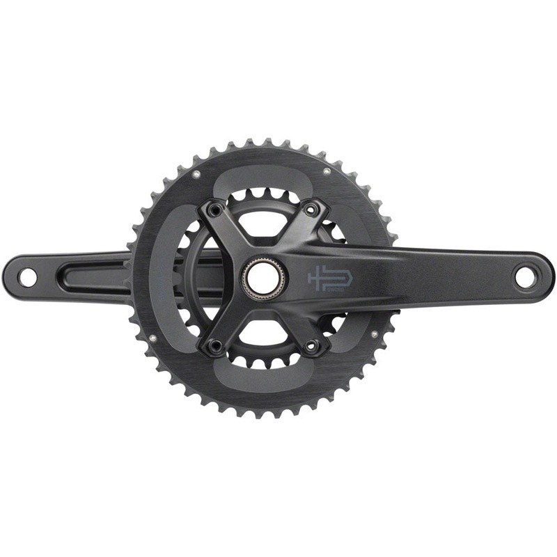microSHIFT Sword 2x Crankset - 175mm, 10-Speed, 46/29t, 110 Asym BCD,  24mm Spindle, Black