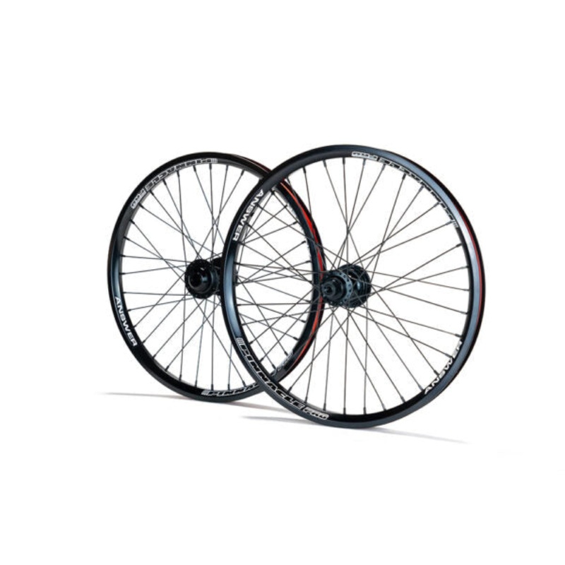 Answer Pinnacle Pro Cassette BMX Race Wheelset-36H-20x1.75" Black