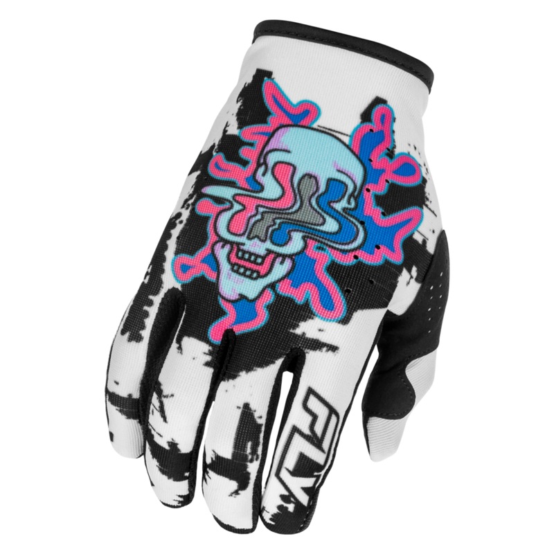 Fly Racing Lite BMX Race Gloves-Warp White/Blue/Pink Youth Small