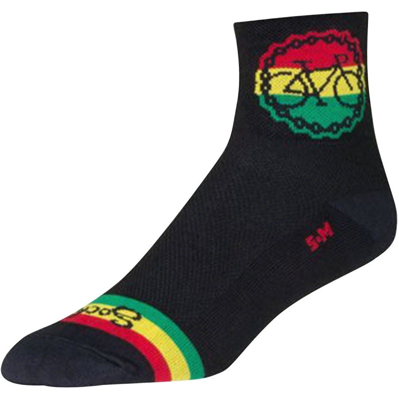 SockGuy Classic Rasta Ride Socks - 3" Black/Rasta Small/Medium