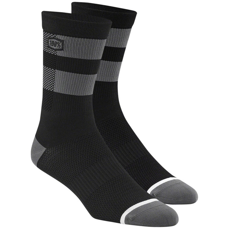 100% Flow Performance MTB Socks - Black/Gray, Large/X-Large