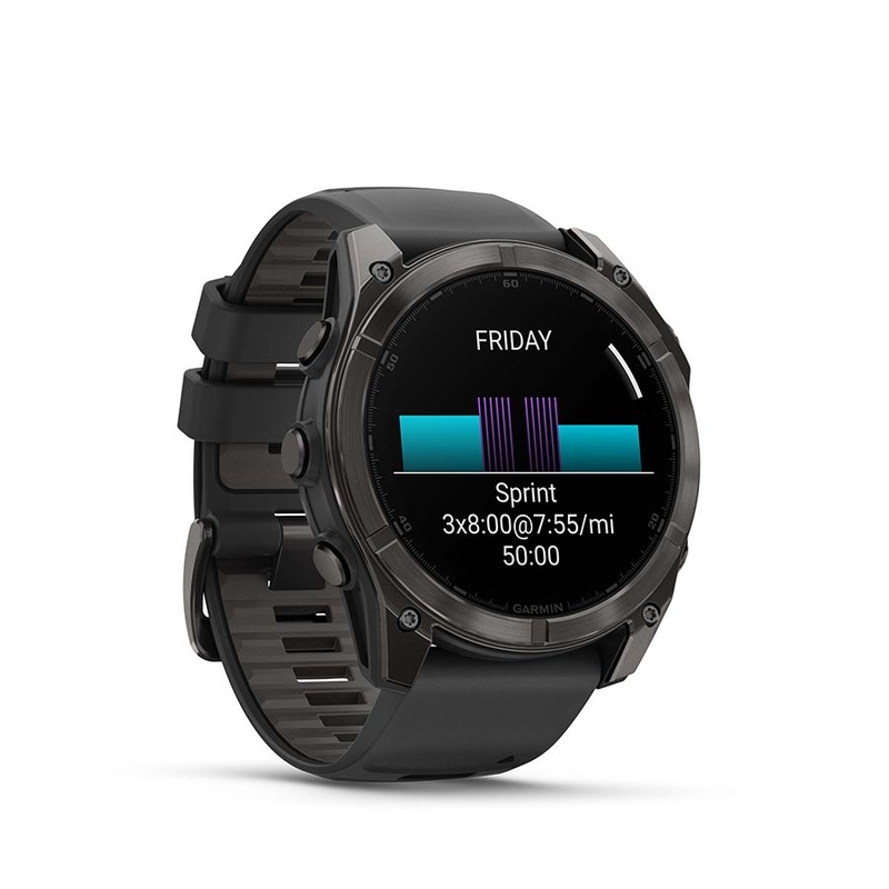 Garmin fenix 8 Smartwatch - 51mm AMOLED Sapphire Carbon Gray DLC Titanium BLK/Pebble Gray Silicone