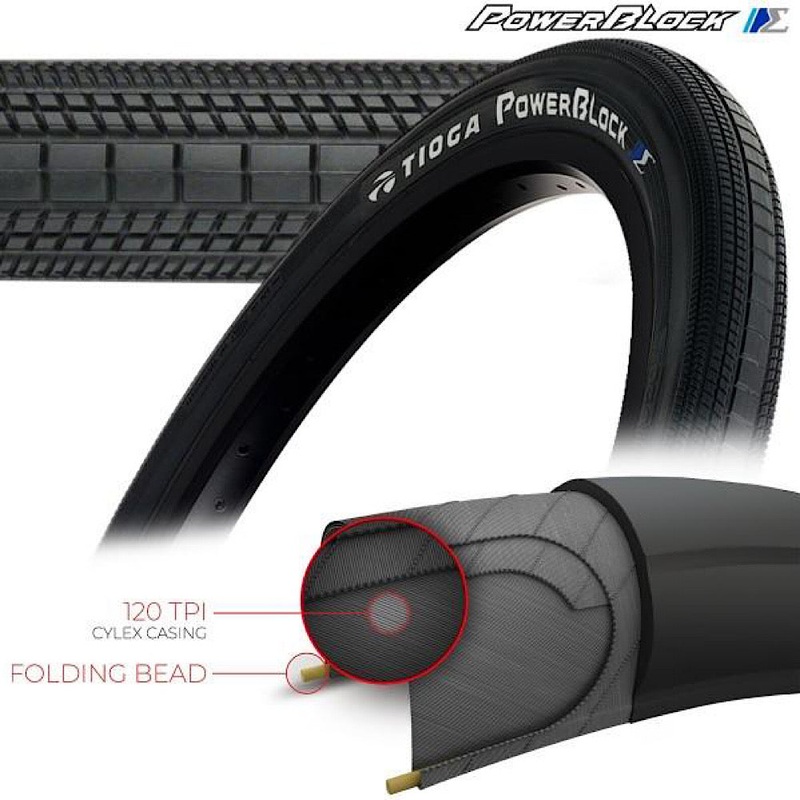 TIOGA POWERBLOCK S-SPEC TIRE FOLDING 20 x 1-1/8 (O.D. 518mm): 7.05oz; 200g