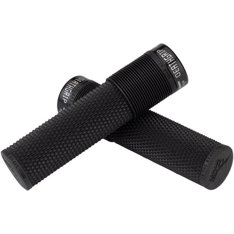 Deathgrip Bike Handlebar Grips - Black, Lock-On, Thin, Race Edition Black