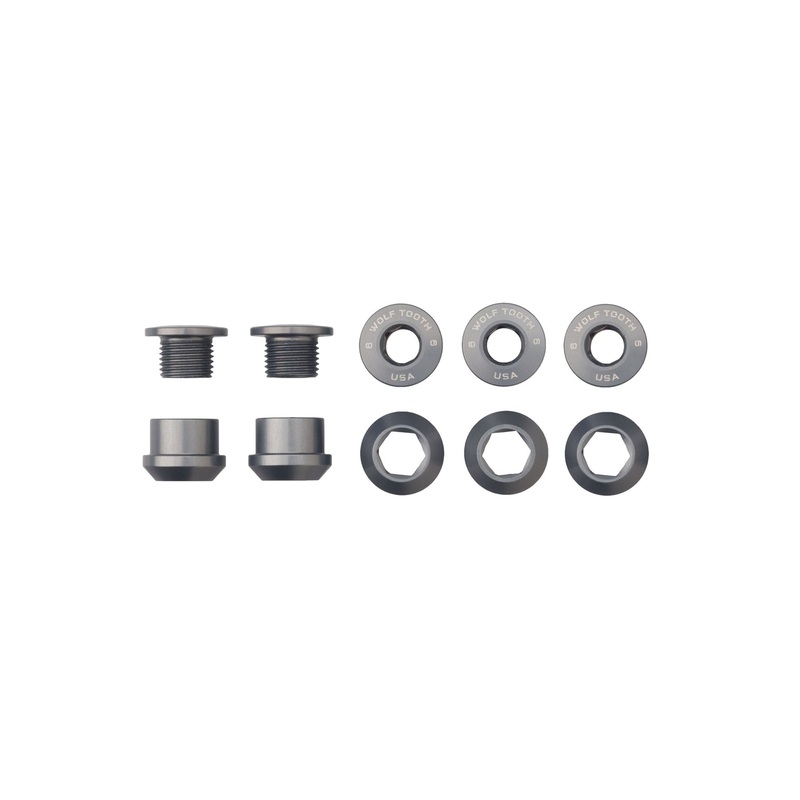 Wolf Tooth 1x Chainring Bolt Set 6mm Dual Hex Fittings Set of 5 for 1X Chainrings Gunmetal
