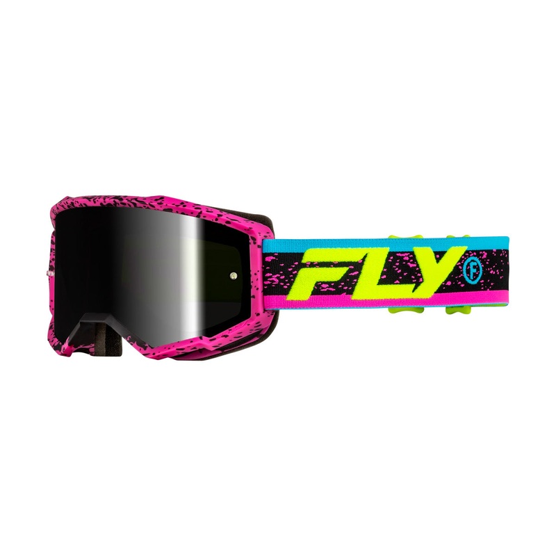 Fly Racing Zone Goggles-Pink/Black/Hi-Vis W/Black Mirror/Smoke Lens Adult