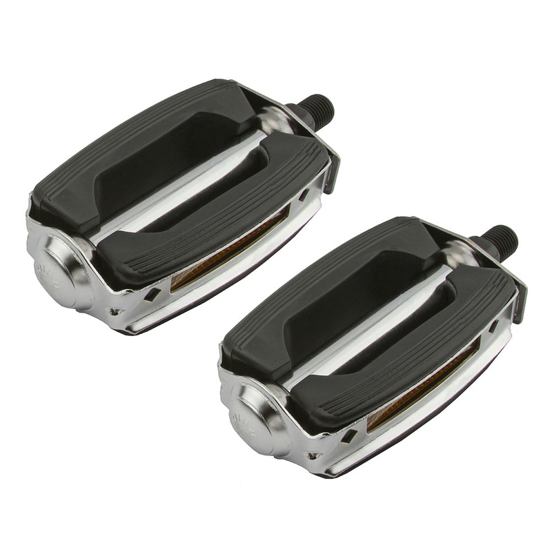 Krate-style Block Platform Pedals - 9/16" - Black/Chrome