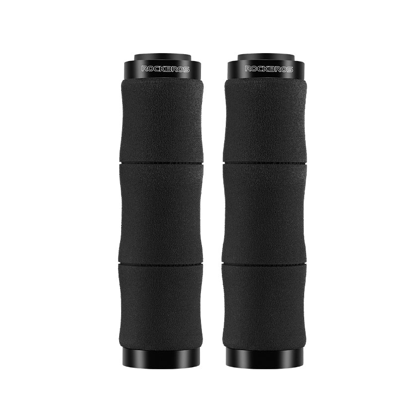 ROCKBROS Bike Grips Shock Absorption Foam Bike Handle Grips Soft Comfortable Non-Slip Double Locked on Black
