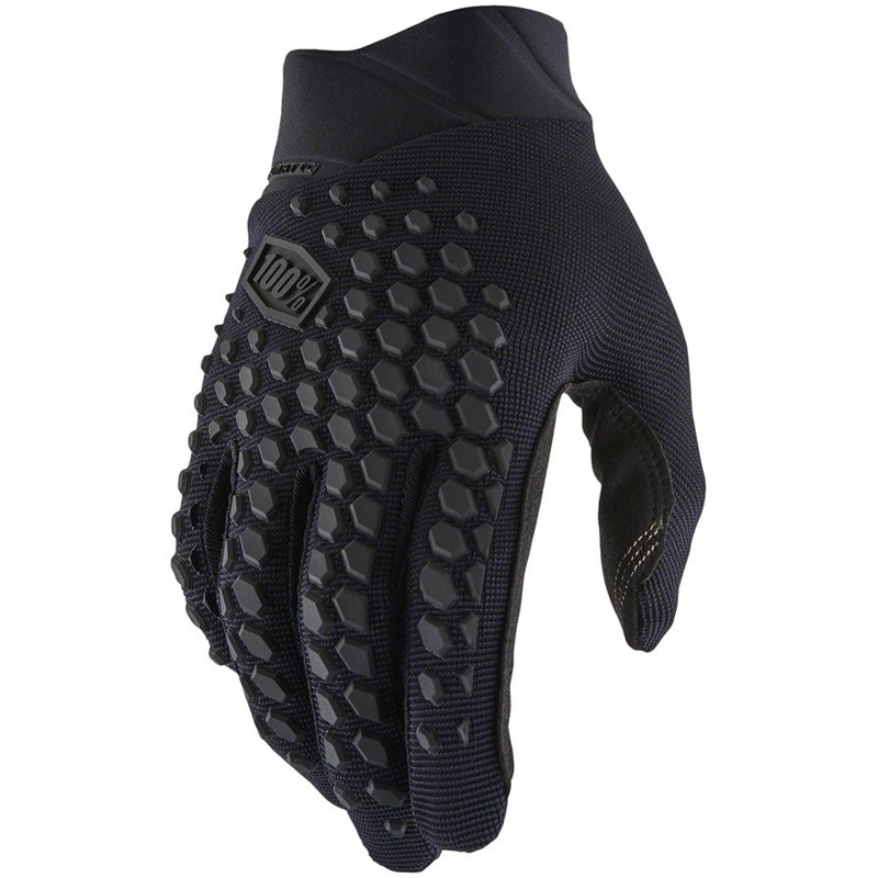 100% Geomatic Gloves - Black/Charcoal Full Finger Men's Medium