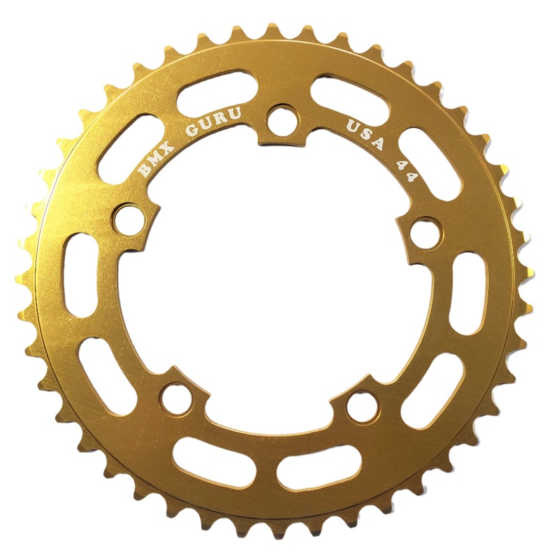 BMXGuru 44t BMX Chainring - Gold - 110mm 5-bolt - USA Made
