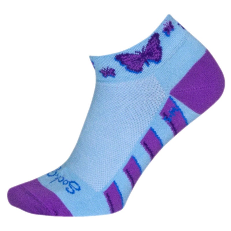 SockGuy Classic Flutterby Socks - 1" Light Blue Small/Medium