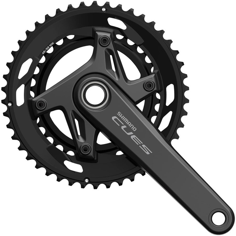 Shimano CUES FC-U6030-2 Crankset - 172.5mm, 9/10-Speed, 50/34t, Asymmetric 110 BCD, Black