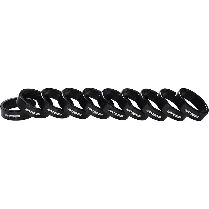 Full Speed Ahead Bag of 10 1-1/8"x10mm Headset Spacers Black Alloy with Logo